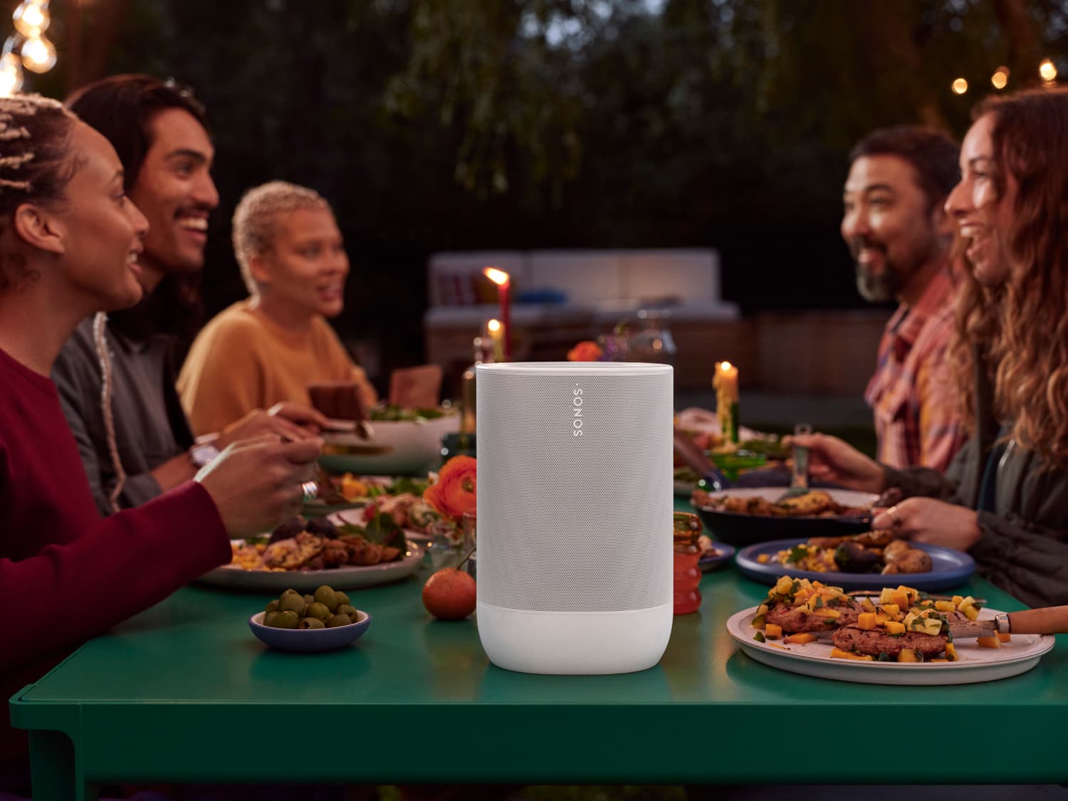 Sonos Prima outdoor dinner lifestyle photography by Cody James